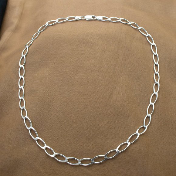 Sterling Silver Large Link Chain, Real Solid Silver Stamped 925 Italy, 18 inch - Picture 6 of 9